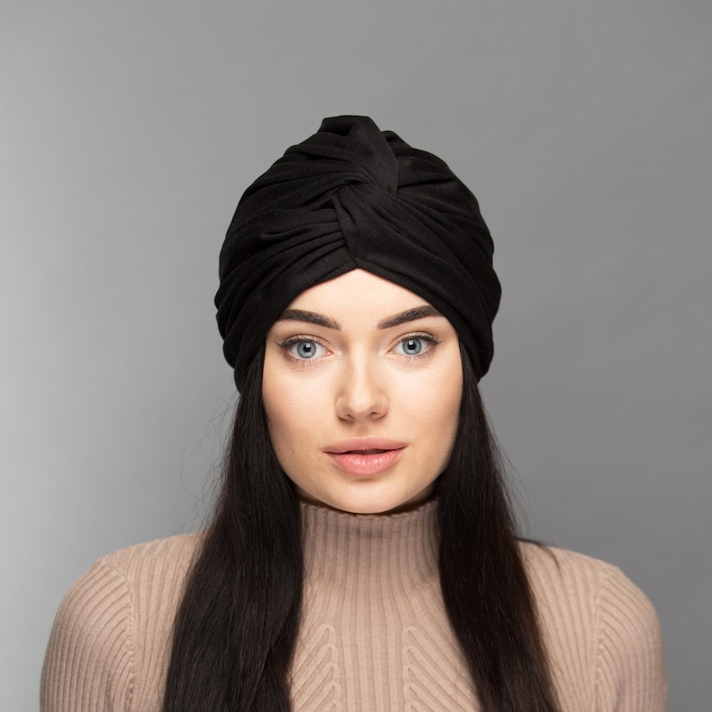 Turban for women, Head wrap, Twist turbans for summer. Black