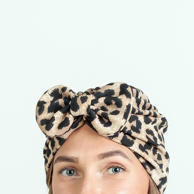 Turban bow leopard african head wrap leopard print turban Etsy