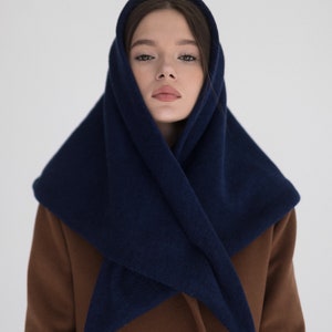 Wool head scarf for women make your style elegant in this winter Dark blue