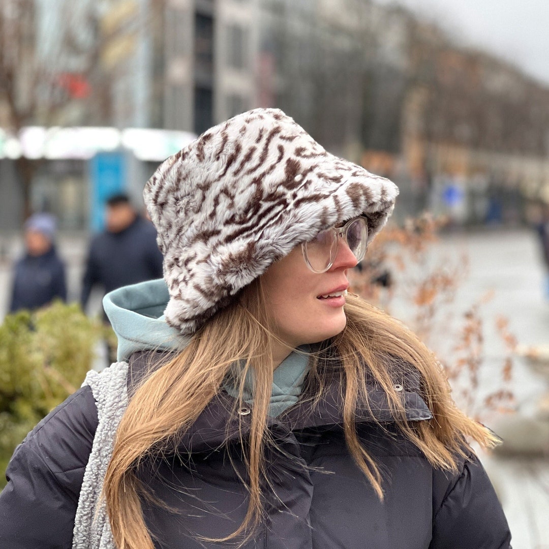 Fox Fur Fleece Padded Earmuffs Bucket Hat