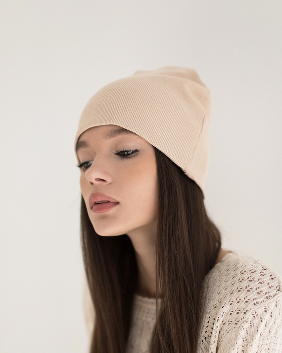 Slouchy Cotton Jersey Beanie: Double Layer Autumn Hat - Etsy display picture 2