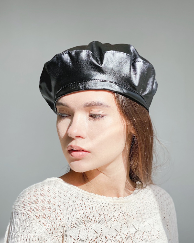 Leather Beret for Women in French Style Women's Beret Etsy