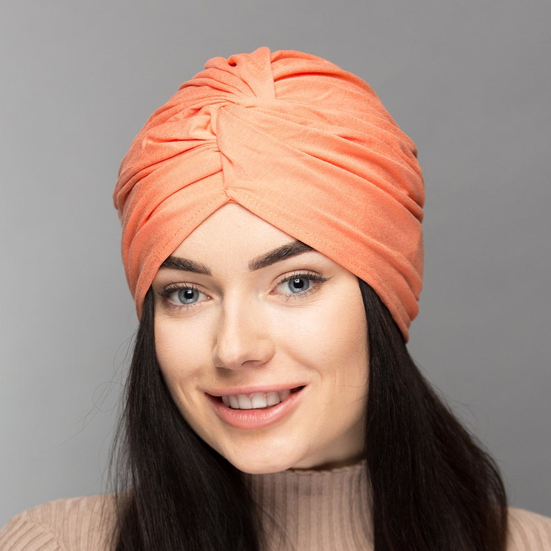 Turban for women, Head wrap, Twist turbans for summer. Peach