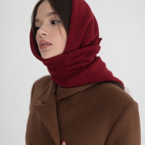 Wool head scarf for women make your style elegant in this winter Burgundy