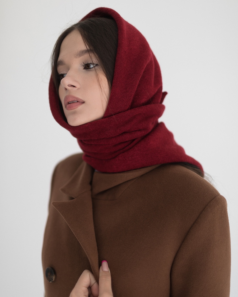 Wool head scarf for women make your style elegant in this winter Burgundy