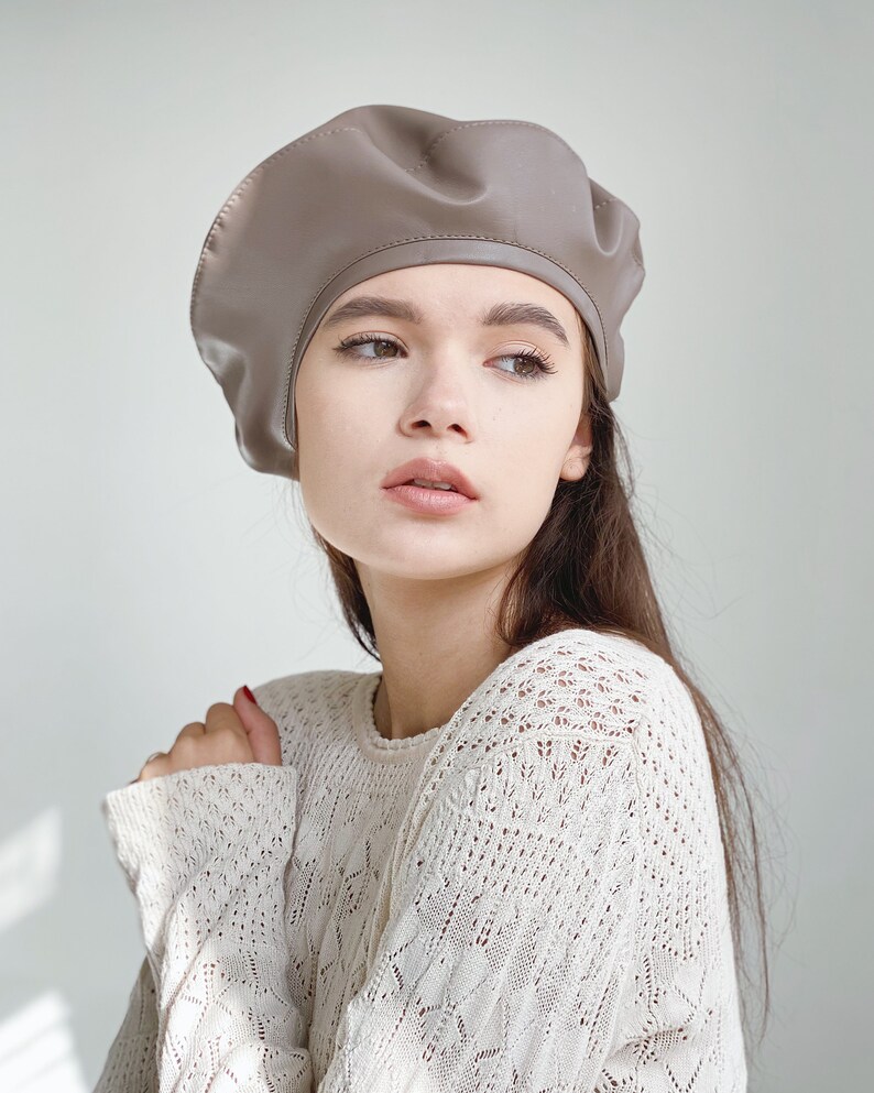 Leather Beret for Women in French Style Women's Beret Etsy