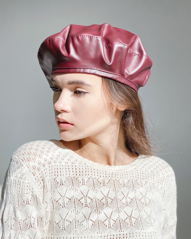 Leather Beret for Women in French Style Women's Beret Etsy