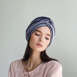 Velvet turban is pre tied and ready to ship from our warehouse in USA worldwide Gray