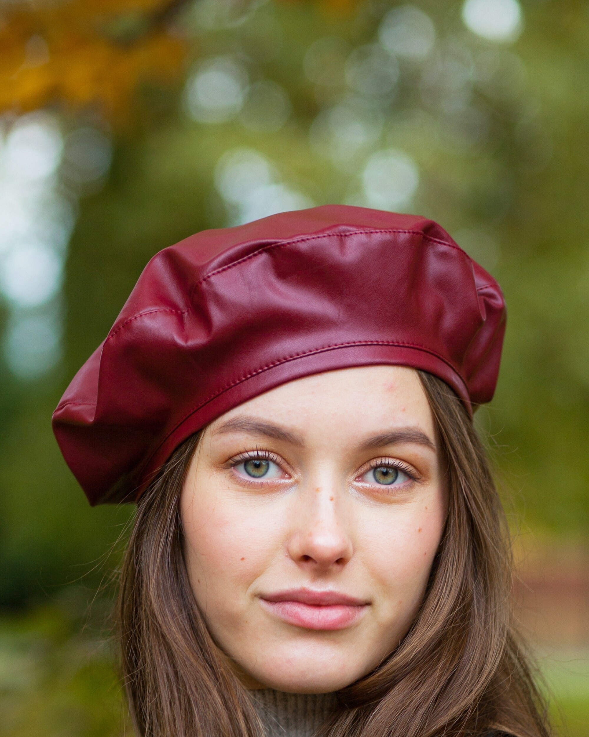 French beret for women Leather beret Winter beret hat with Etsy