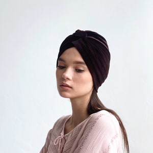 Velvet turban is pre tied and ready to ship from our warehouse in USA worldwide image 7