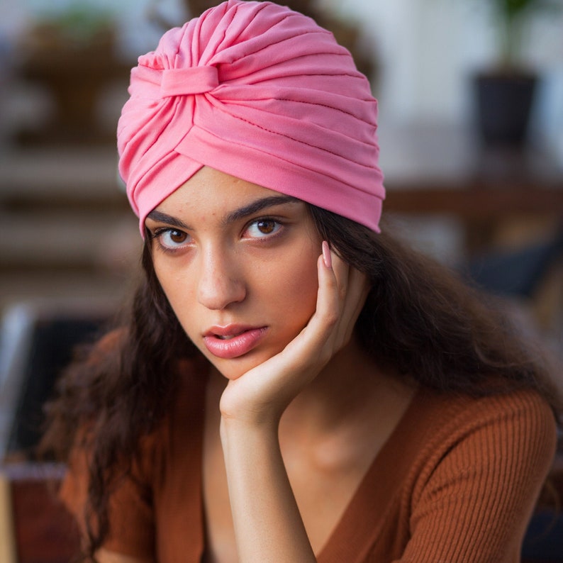 Turban woman, cotton turban hat, fashion turban, hair turban, hair wrap Pink