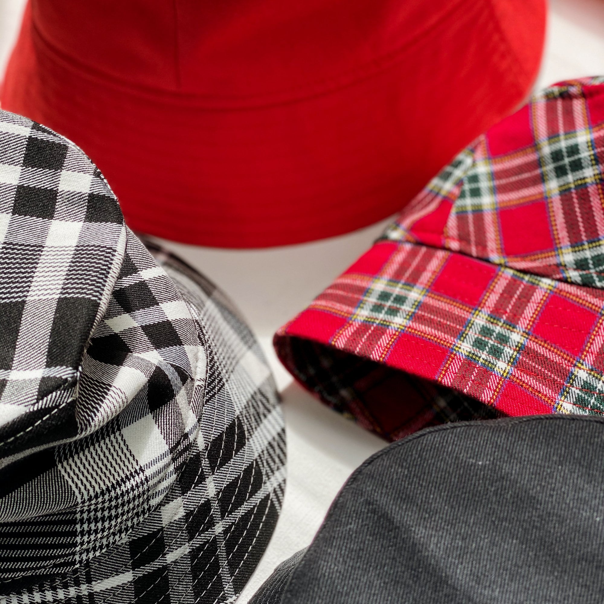 Plaid Embossed Bucket Hat Solid Color Trendy Casual Basin Hat