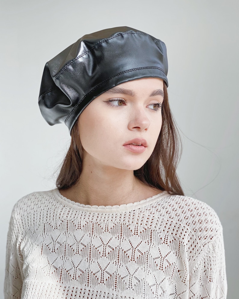 Leather Beret for Women in French Style Women's Beret Etsy