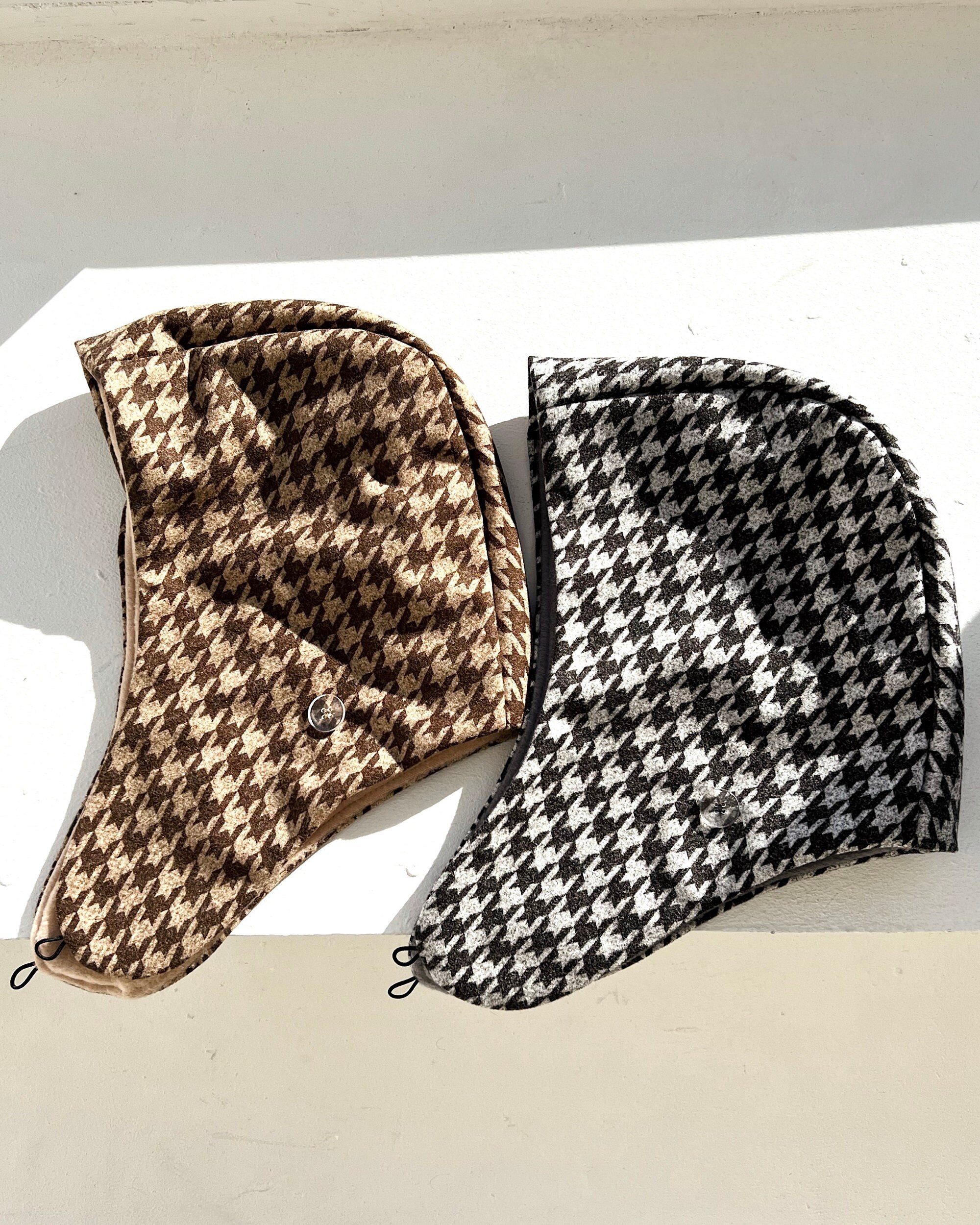 Houndstooth Hooded Scarf With Fleece Lining - Fits Like Houndstooth Hooded Scarf With Fleece Lining - Fits Like