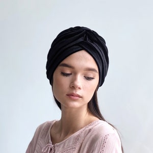 Velvet turban is pre tied and ready to ship from our warehouse in USA worldwide Black
