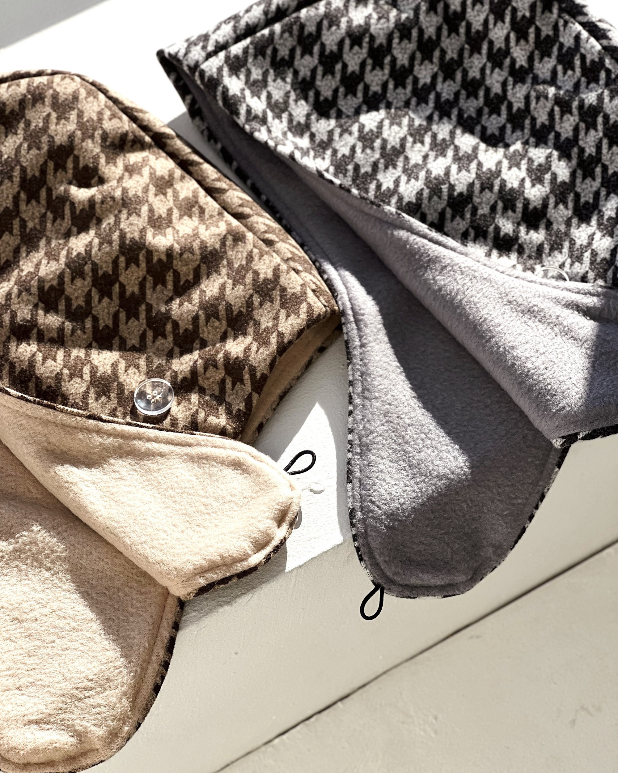 Houndstooth Hooded Scarf With Fleece Lining - Fits Like Houndstooth Hooded Scarf With Fleece Lining - Fits Like
