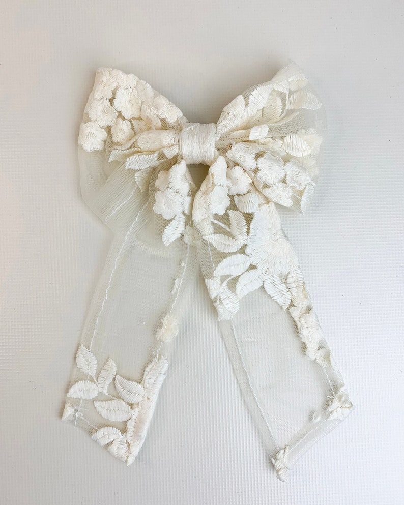 Lace Hair Bow Barrette With Clip for Women Wedding Hair Bow Etsy