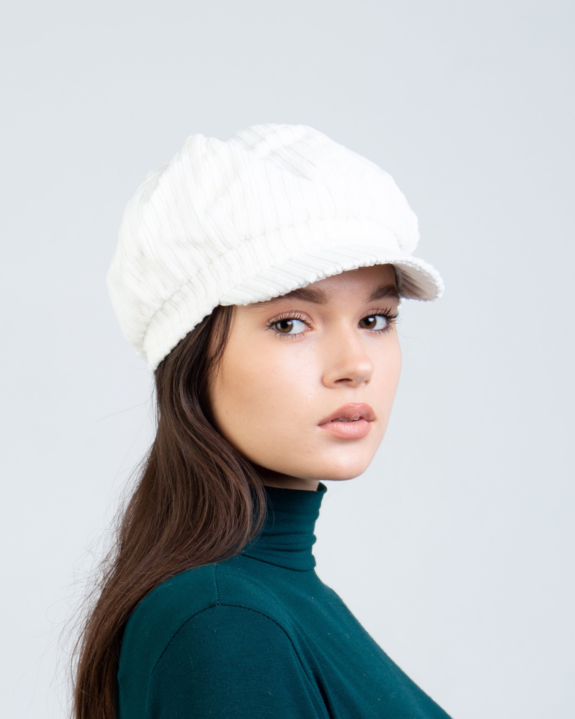 White newsboy cap for women made of 100 pure cotton Etsy