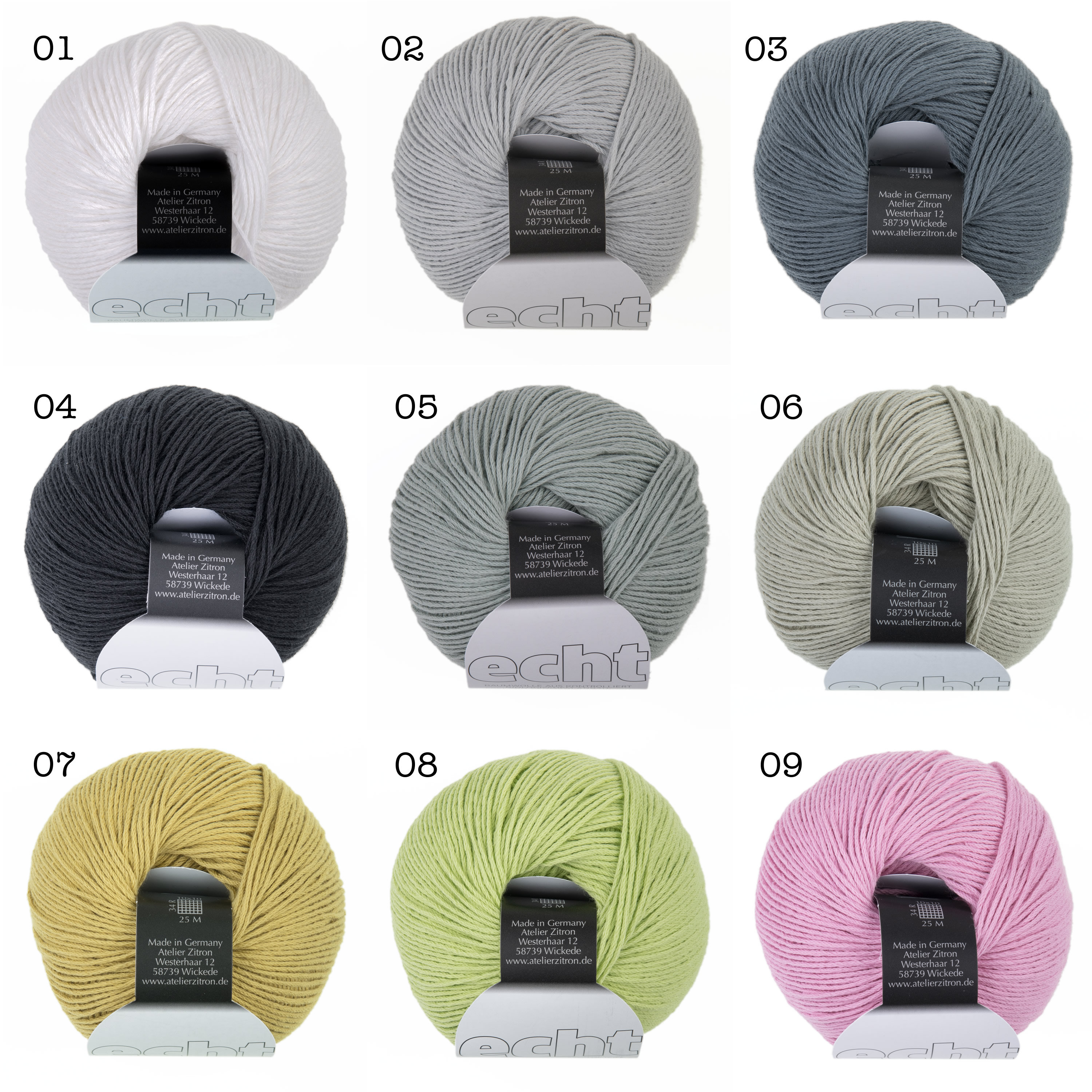 【ATON】 50/3 ORGANIC SMOOTH TAPERED KNIT Echt - 100% Organic Cotton - Atelier Zitron - 50g - Sport - Needle