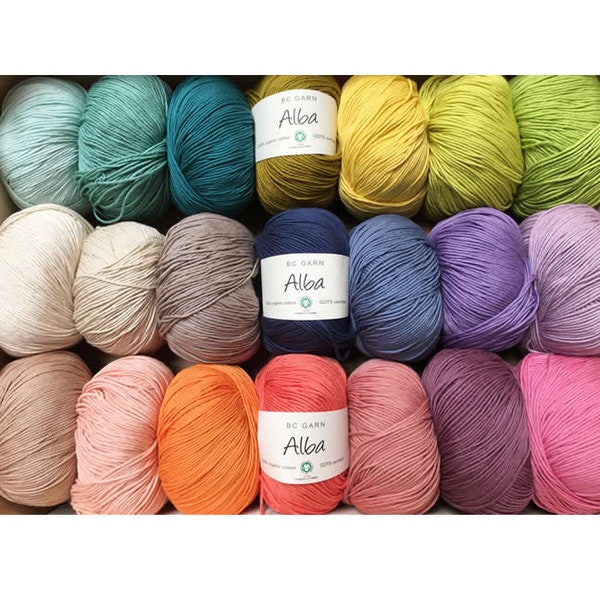 Fil de coton biologique Alba - 100% coton (GOTS) - 50g, fil BC, durable, écologique, fil de coton, fil à tricoter, fil au crochet, amigurumi