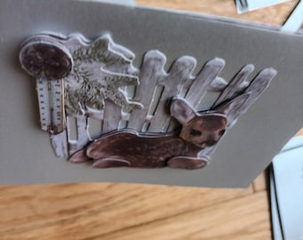 Silver Fawn Christmas Card