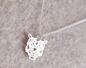 Tiger necklace in recycled 925 silver - geometric - origami - made in France