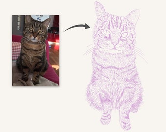 Personalized animal portrait, personalized dog drawing, cat portrait, digital illustration, digital, portrait from a photo