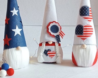 Patriotische Filzgnome, Dekorationen zum amerikanischen Unabhängigkeitstag