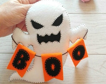 Felt Halloween ghost with banner