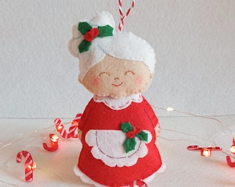 Mrs claus, felt custom ornament,