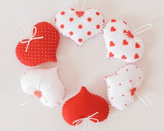 Felt heart ornaments, felt heart valentine