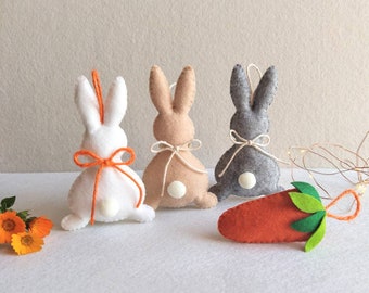 Felt bunny and carrot ornament