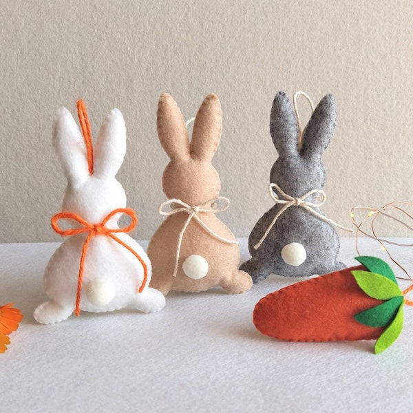 Felt bunny and carrot ornament