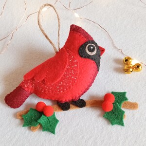 Felt cardinal ornament, cardinal ornament image 2