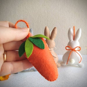 Felt Bunny and Carrot Ornament - Etsy