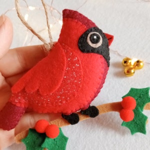 Felt cardinal ornament, cardinal ornament image 3