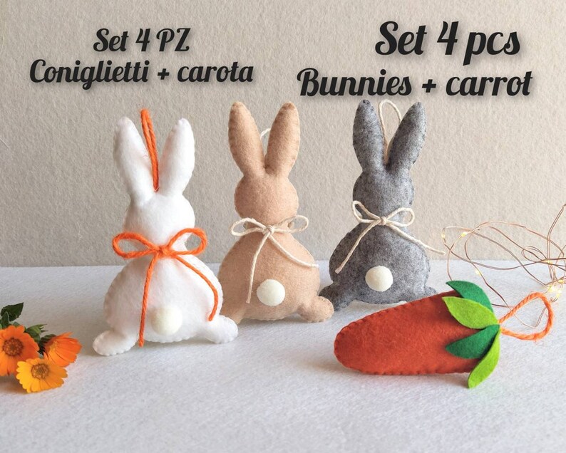 Felt Bunny and Carrot Ornament - Etsy