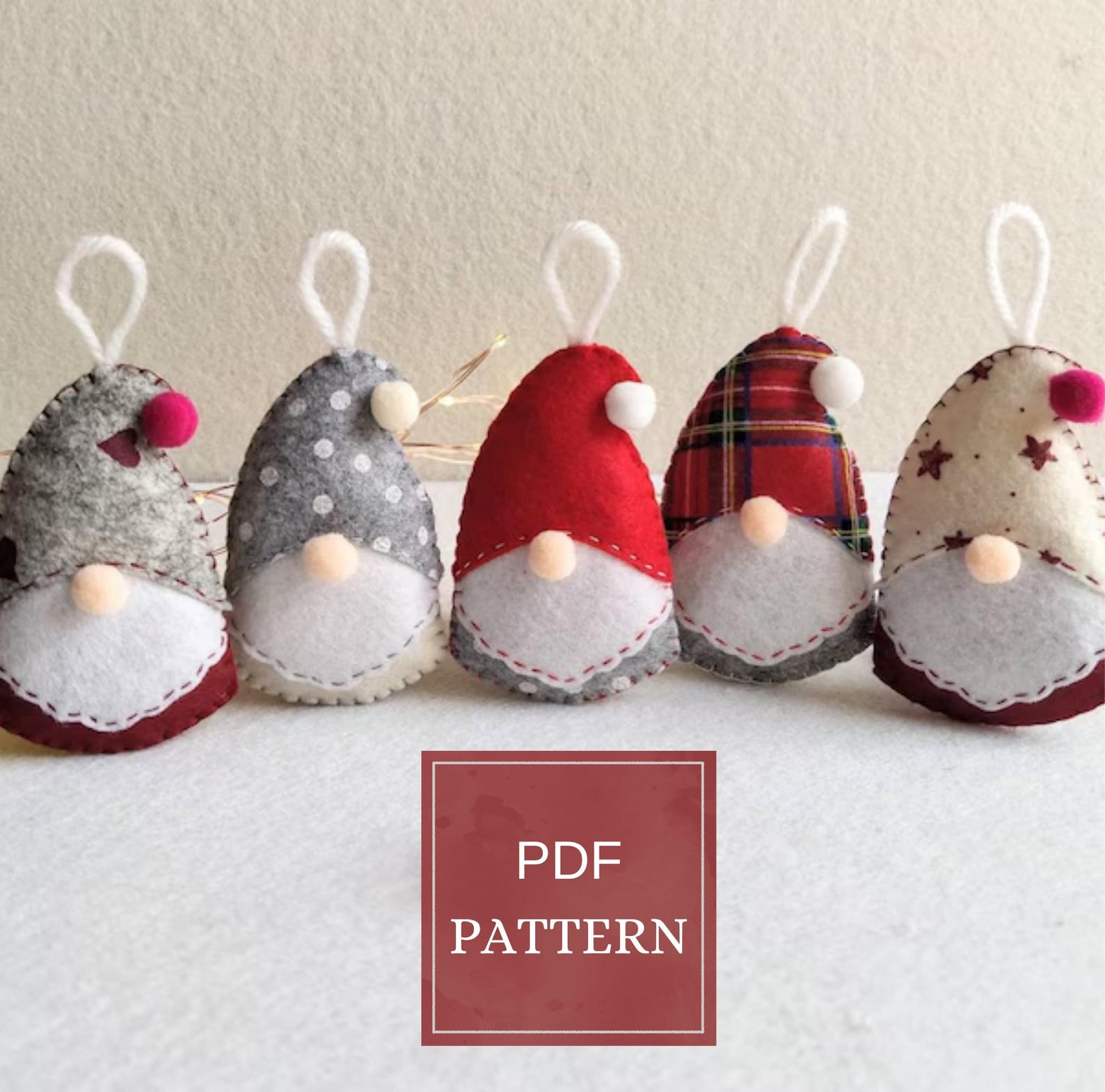 Felt Gnome Pattern, Pdf Pattern Christmas Ornament - Etsy