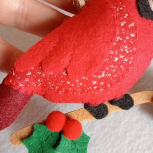 Felt cardinal ornament, cardinal ornament image 5