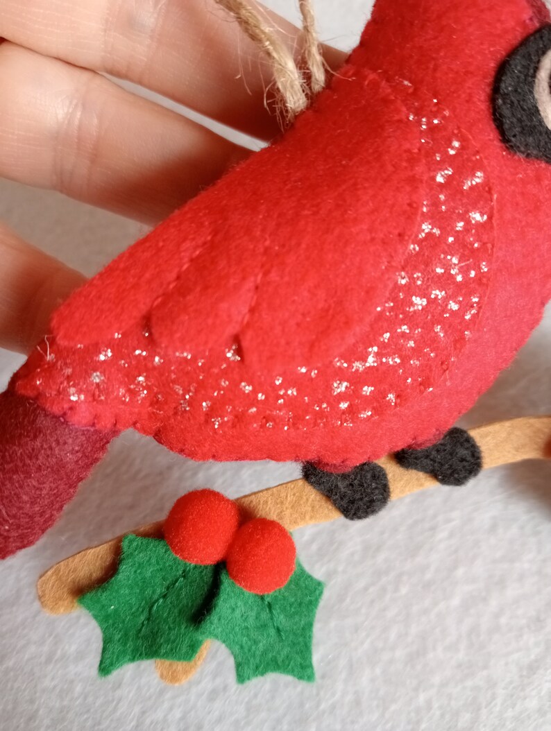 Felt cardinal ornament, cardinal ornament image 5