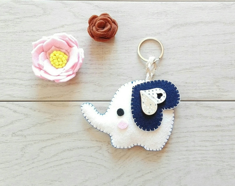 Felt keyring with elephant Etsy