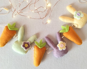 Felt bunny garland, easter pastel