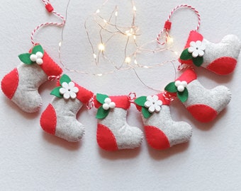 Christmas stocking garland, felt stocking