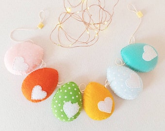 Felt easter garland, felt eggs