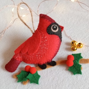 Felt cardinal ornament, cardinal ornament image 4