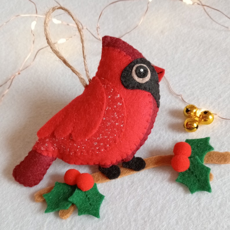 Felt cardinal ornament, cardinal ornament image 4