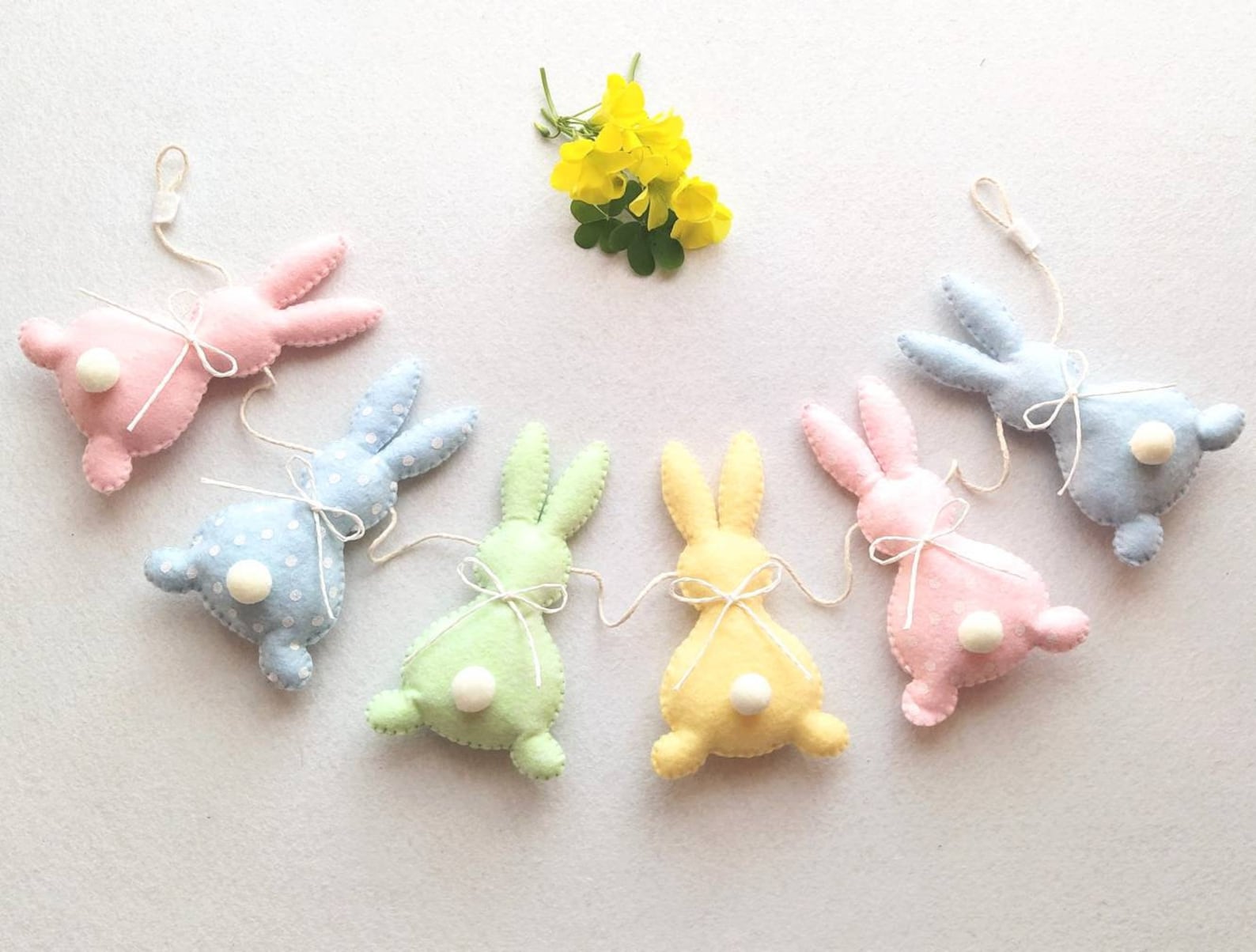 Felt bunny garland easter pastel | Etsy