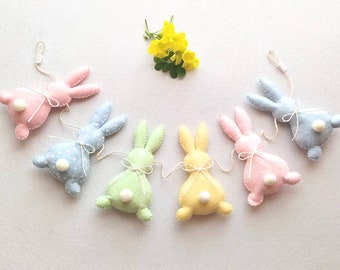 Felt bunny garland, easter pastel