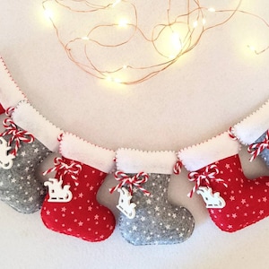Christmas stocking garland, felt stocking