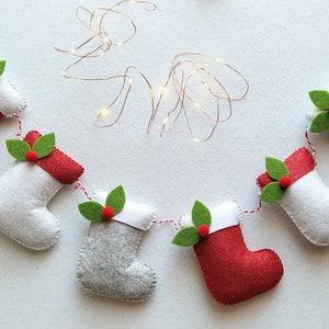 Christmas stocking garland, felt stocking